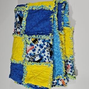 Homemade Batman Patchwork Rag Quilt Blanket 43" x 43